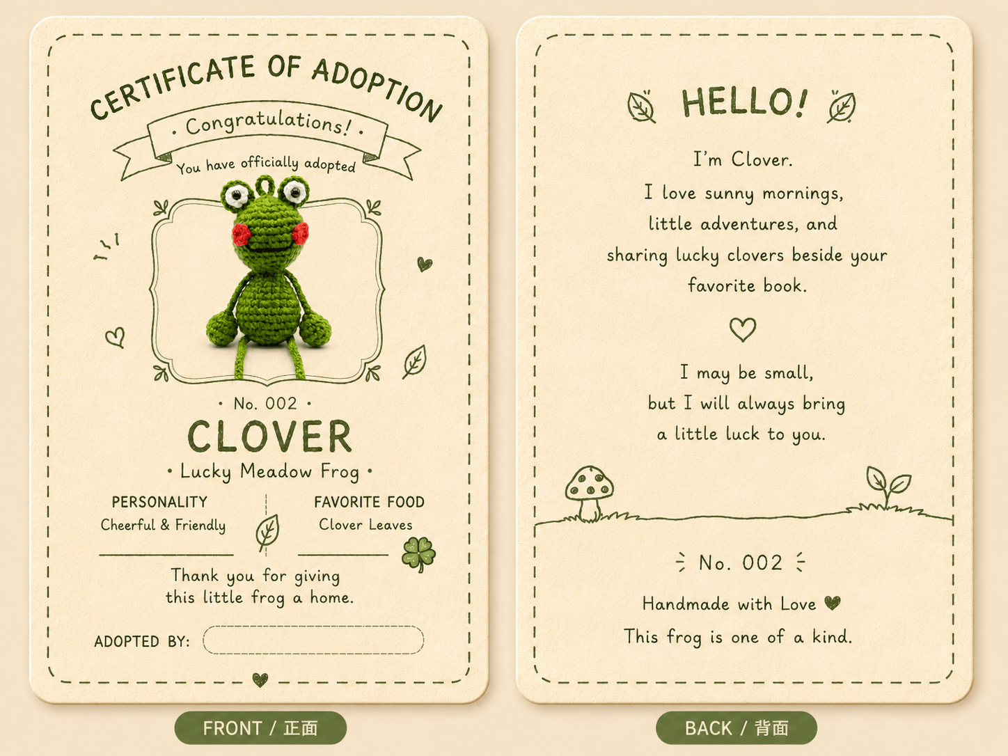 🐸 No.002 Clover – A Handmade Resident of Wabuland - Image 2