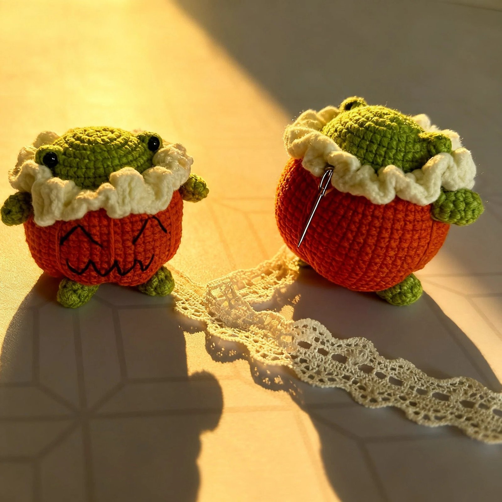 🐸 NO.010 Pumpkin – Halloween Limited Crochet Frog Charm 🎃 | Handmade Collectible Plush with Adoption Card - Image 5