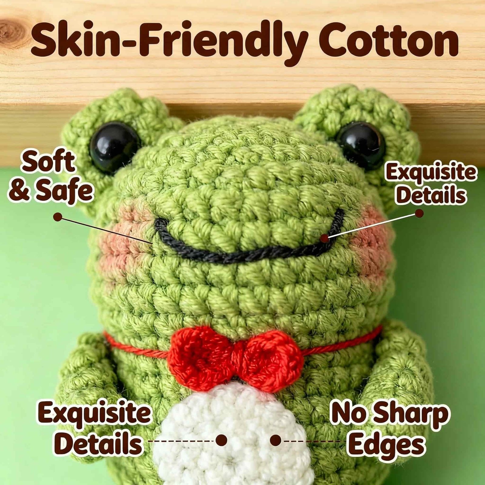 🐸No.001 Mossy – Handmade Crochet Frog with Identity Card & Adoption Certificate - Image 5