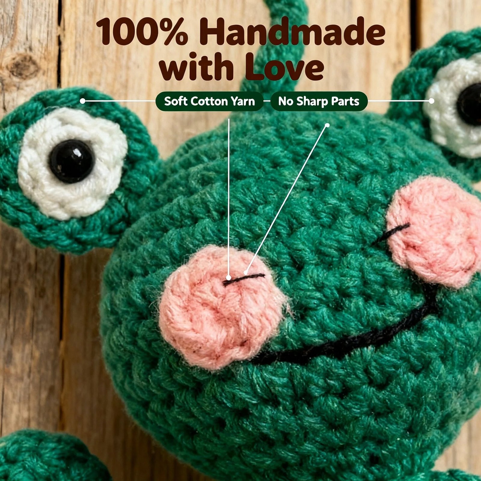 🐸NO.004 Puddle – Rainy Day Crochet Frog 🌧️ | Handmade Plush with Adoption Card - Image 4